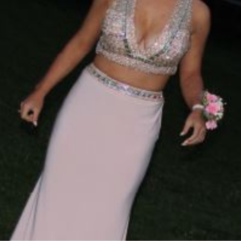 Pink Prom Dress - 2 piece halter - Size 6